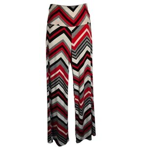 Sololafe Womens S Chevron Zigzag Wide Leg Palazzo Pants Red Black White Gray